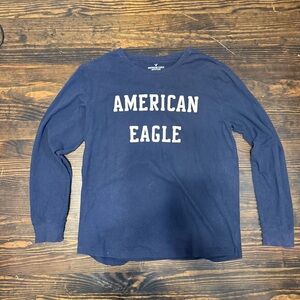 American Eagle Outfitters Navy Blue Long Sleeve Shirt with White Logo